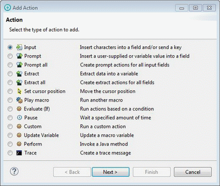 Visual Macro Editor actions